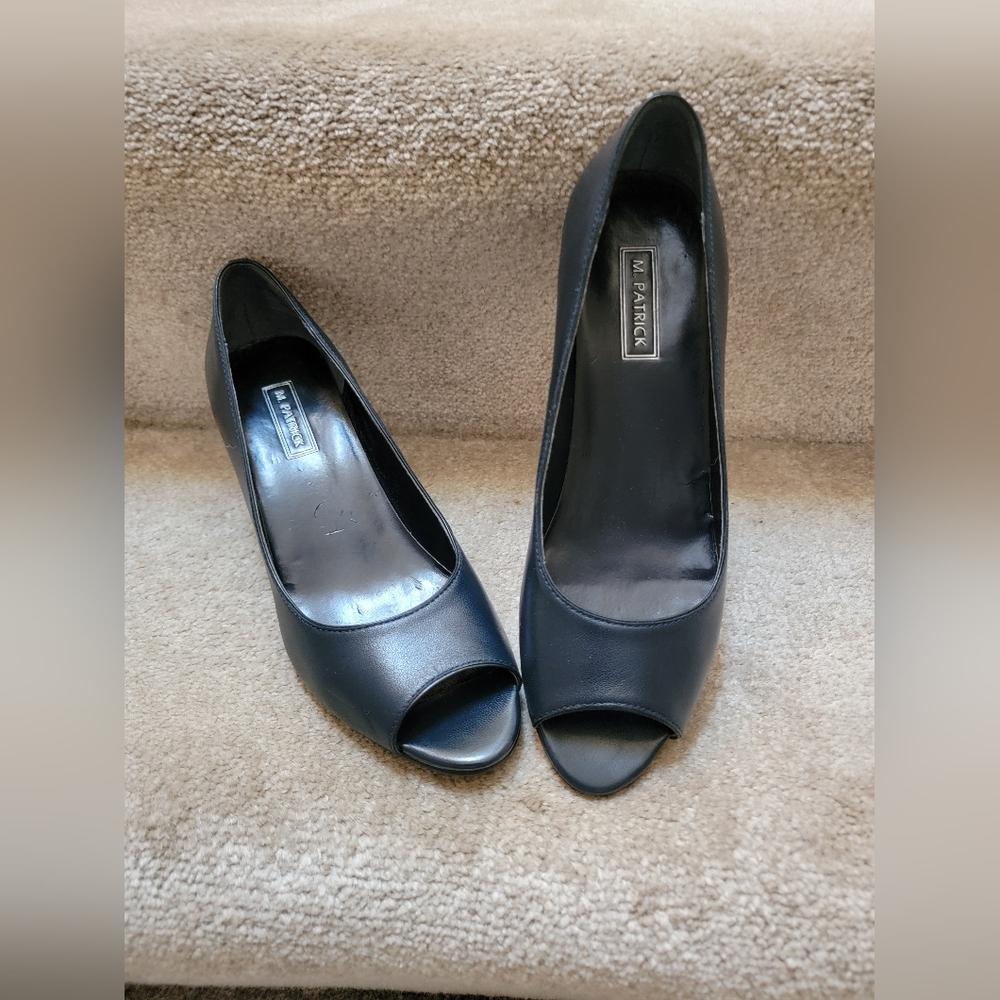 M. Patrick Navy Open Toe Heels Size 6 M New In box